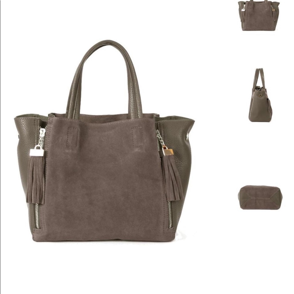 New leather and suede handbag
